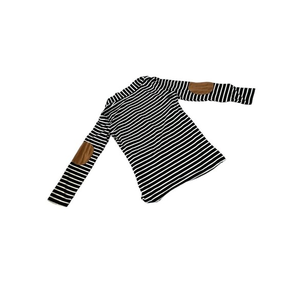 MERRY FUN BLACK STRIPED CARDIGAN WITH ELBOW PATCHES Size: SMALL - Picture 5 of 11